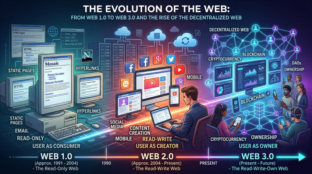 The Evolution of the Web: From Web 1.0 to Web 3.0 and the Rise of the Decentralized Web