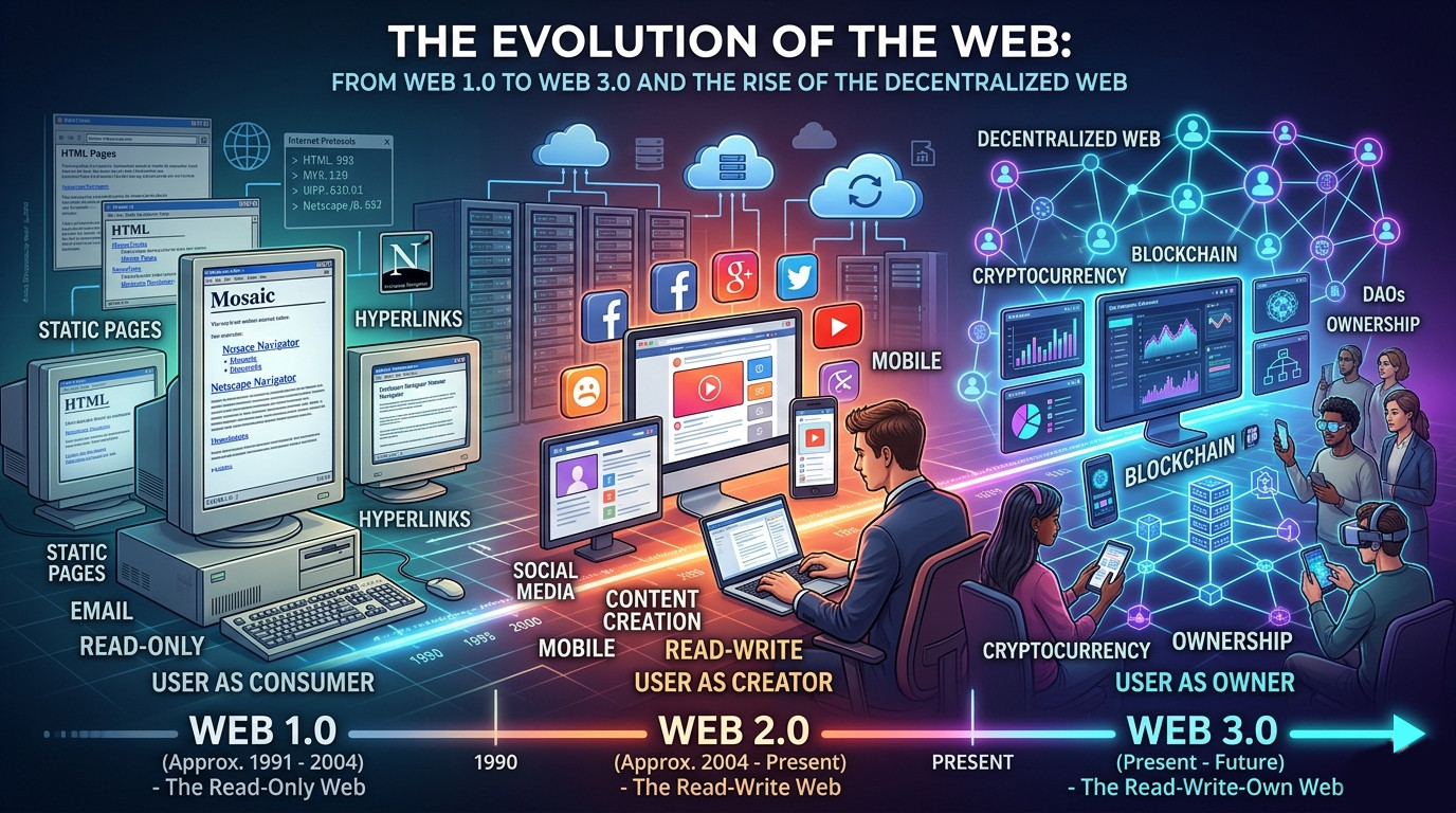 The Evolution of the Web: From Web 1.0 to Web 3.0 and the Rise of the Decentralized Web